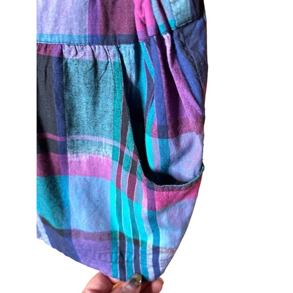 Confess Womens Medium Plaid Cotton Romper With Adjustable Straps & Button Closur - Picture 6 of 8